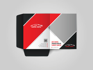 Car Rental Business folder for files design. Presentation Folder The layout is for posting information about the company, photo, text. Modern geometric style.