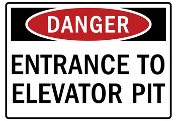 Fototapeta premium Elevator safety sign and labels entrance to elevator pit