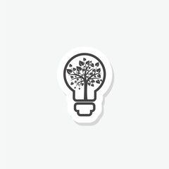  Idea Tree Icon sticker isolated on white