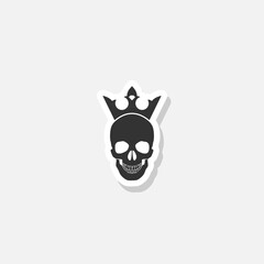 Skull King Icon sticker isolated on white