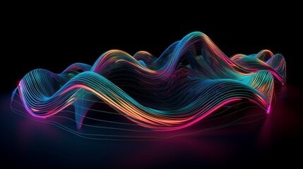 Abstract 3d neon waves. Generative AI