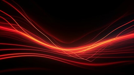 Abstract red and orange neon lines for background. Generative AI