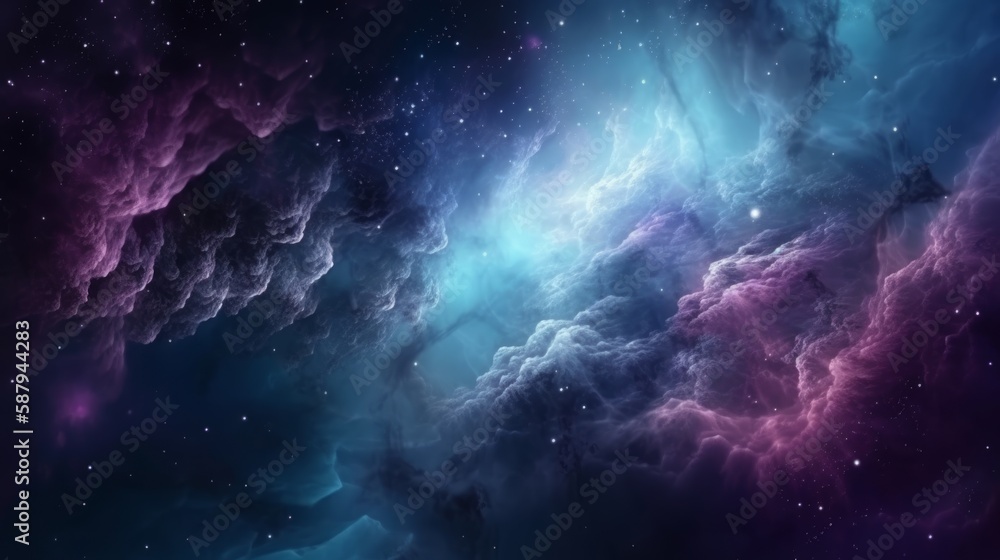 Poster space background with nebula and stars. generative ai