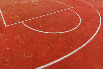 Outdoor basketball court marking lines as abstract sport background