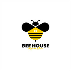 Vector bee house logo design concept illustration idea
