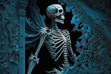 Beyond The Veil of Darkness—Fantastical Skeleton Picture Generative AI