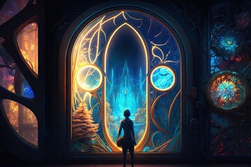 Dazzling Display: An Illuminated Journey Into A Glowing Utopia Generative AI