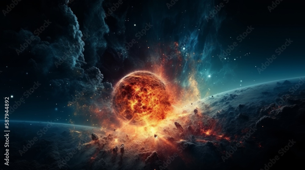Sticker the birth of space with nebula and explosion. generative ai