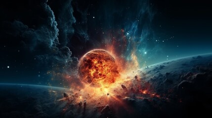 The birth of space with nebula and explosion. Generative AI