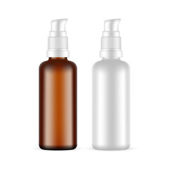 Pump Bottles for Oil or Lotion Packaging, Isolated on White Background. Vector Illustration