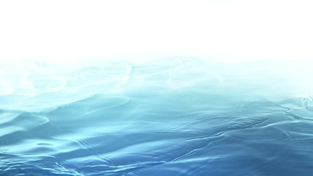Super Slow Motion Abstract Shot of Waving Blue Clear Water Surface at 1000fps.
