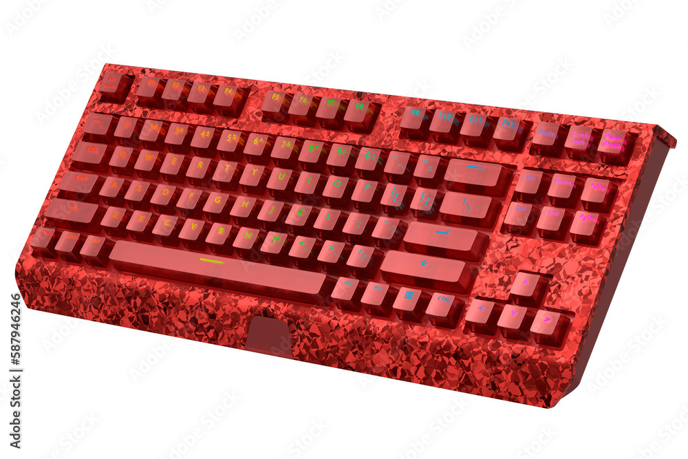 Poster realistic computer keyboard with seamless wavy pattern isolated on white