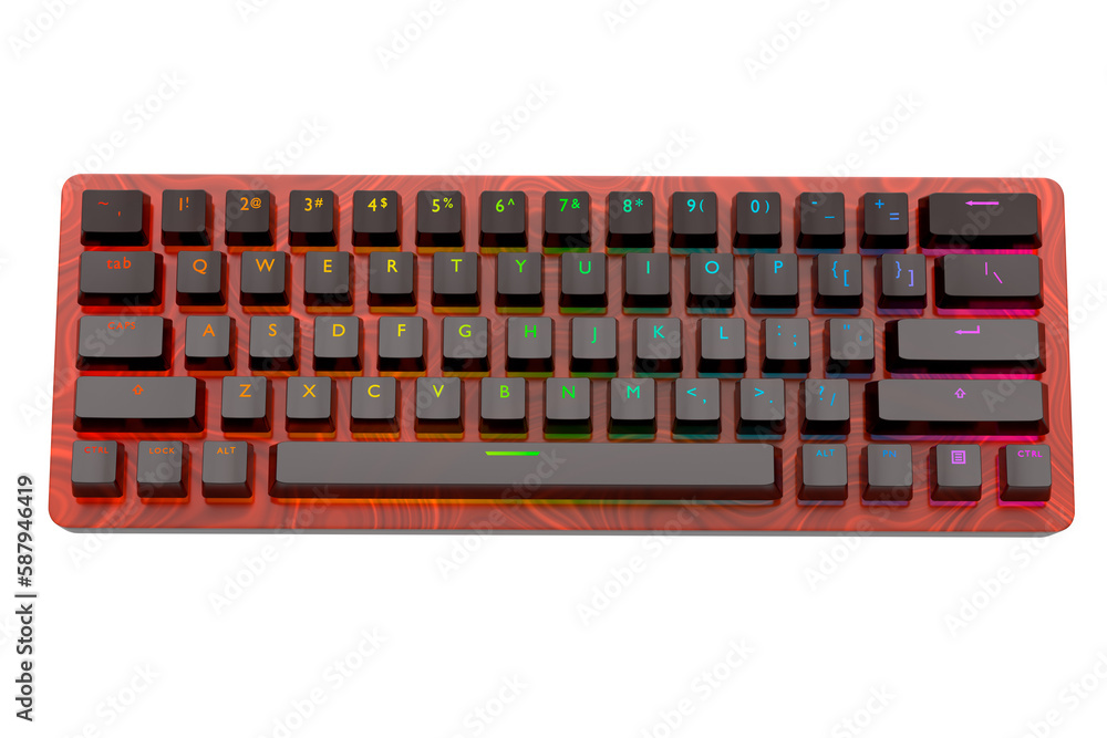 Poster realistic computer keyboard with seamless wavy pattern isolated on white
