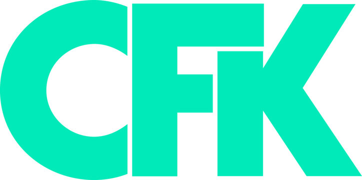 Letter CFK logo design on transparent background, CFK letter logo