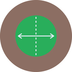 Diameter Multicolor Circle Flat Icon