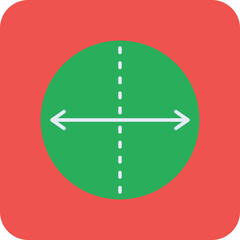Diameter Multicolor Round Corner Flat Icon
