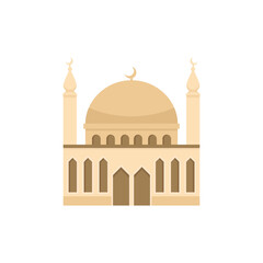 Fototapeta na wymiar Flat mosque vector. Muslim building for islamic, ramadan, eid design. Cartoon illustration isolated on white background. Islam mosque in flat style