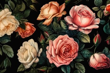 Rose, Vintage flora watercolor art (Ai generated)