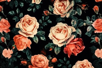 Rose, Vintage flora watercolor art (Ai generated)