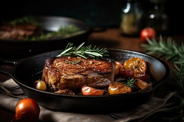 Beef dish grilled to golden brown juicy steak (Ai generated)