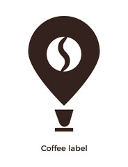 Coffee label. Vector icon template for emblem, signboard of the coffee shop, cafe, and coffee trade mark.