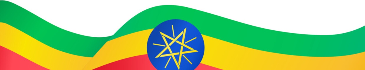 Fototapeta premium Ethiopia flag wave isolated on png or transparent background