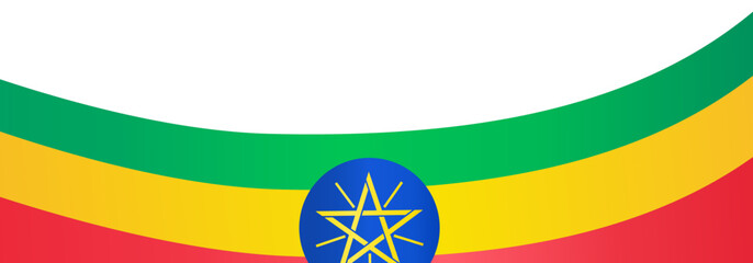 Ethiopia flag wave isolated on png or transparent background