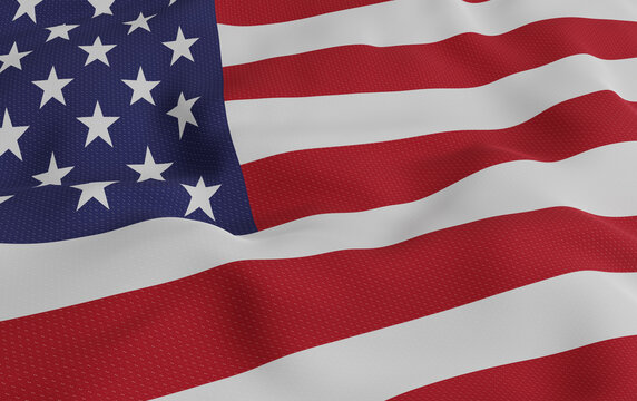 Realistic american flag with high quality render 