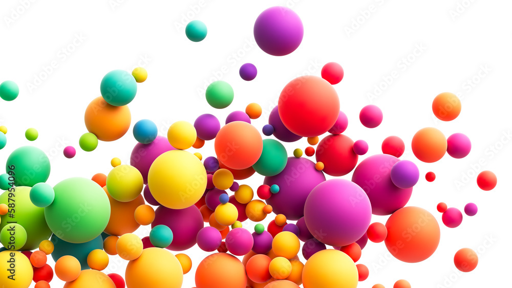 Aufkleber abstract composition with colorful random flying spheres isolated on transparent background. colorfu