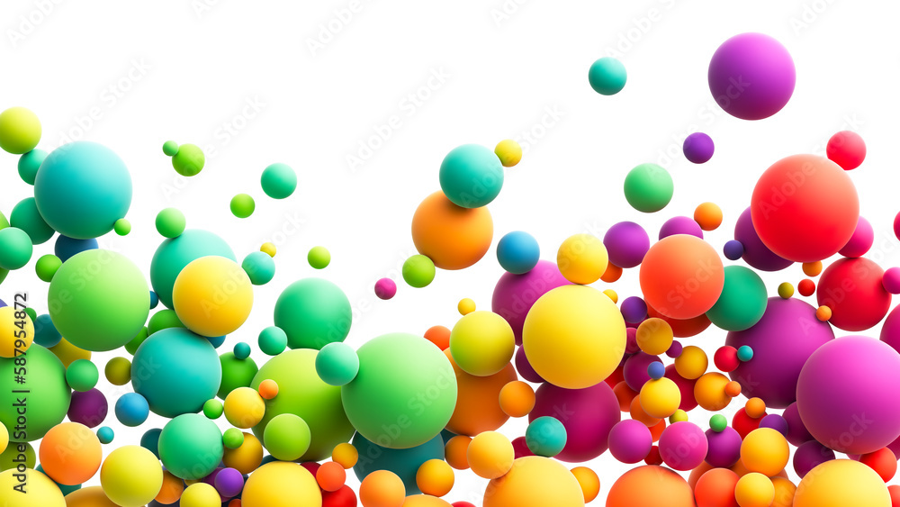 Aufkleber abstract composition with colorful random flying spheres isolated on transparent background. colorfu