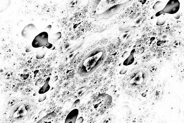 Black round pattern of curved shapes on a white background. Abstract fractal 3D rendering