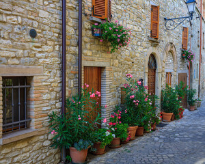Fototapeta na wymiar View of Frontino's village in the Italian region of Marche.