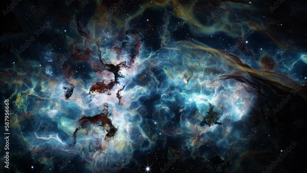 Canvas Prints flying through deep space stars and nebula. realistic 3d animation