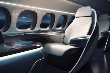 First class business luxury seat for vacations or corporate airplane travel generated by Ai