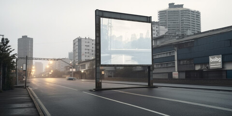 Fototapeta na wymiar City roadside blank billboard Generated AI