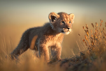 cute little lion cub. Neural network AI generated art