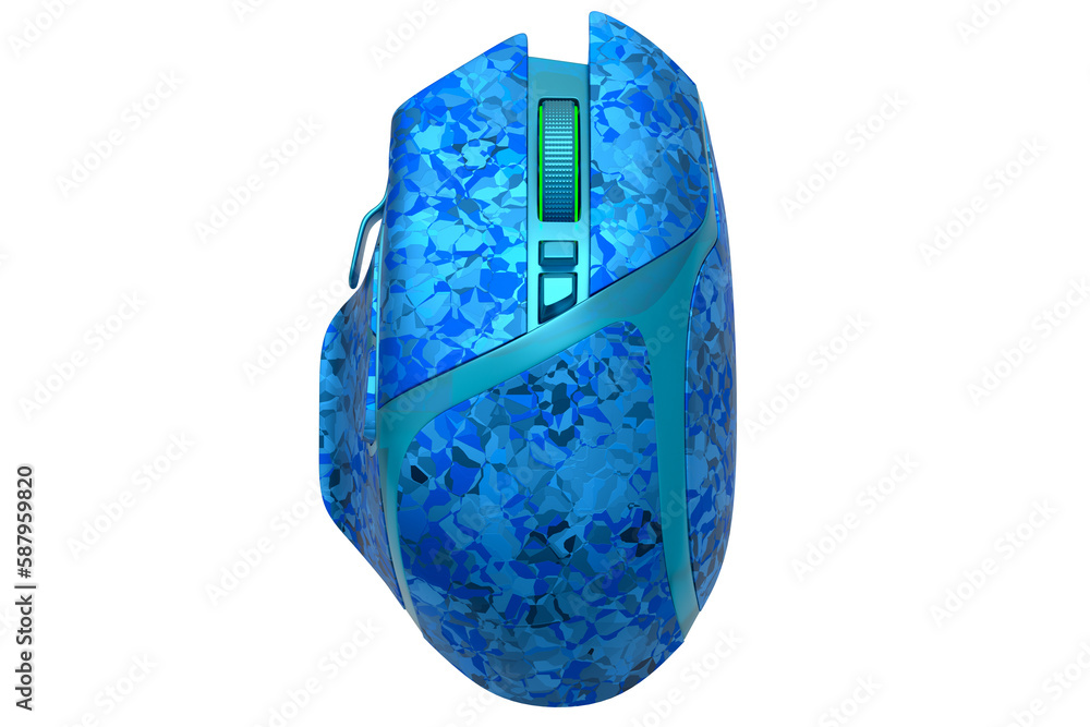 Poster wireless gaming computer mouse with mosaic seamless pattern on white background