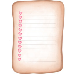 Watercolor notepad with heart clipart. Watercolor illustration. Notepad,memo pad,todo list.