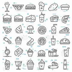 Icon set for food and drink - obrazy, fototapety, plakaty
