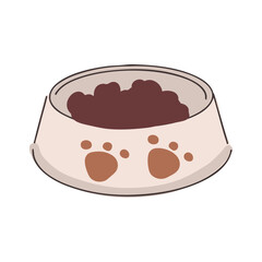 A bowl of pet food. Pet store merchandise. Care and love about animals. Balanced feed