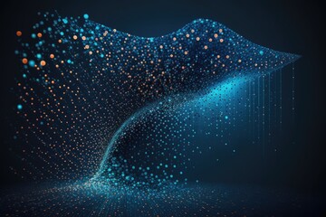 Abstract digital wave with particles. Futuristic vector background. 3D illustration.