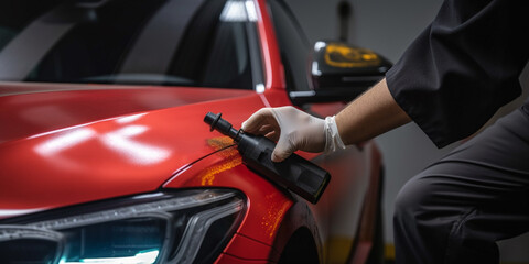 Vehicle Paint Thickness Measuring Device on car body Generated AI