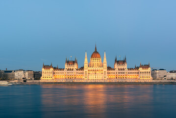 The Parliament building of Hungary in the evening