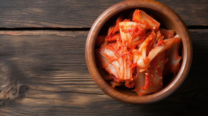 A Bowl  of Kimchi in a Rustic Setting