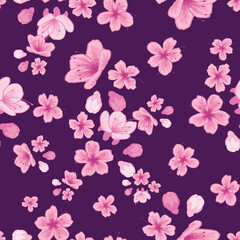 Beautiful Sakura Flower Seamless Surface Pattern Design