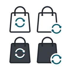 Shopping bag refresh icon. Ilustration vector