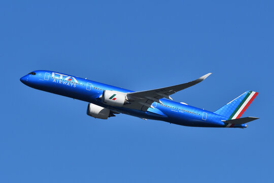 Tokyo, Japan - March 19, 2023: ITA Airways Airbus A350-900 (EI-IFC) passenger plane.
