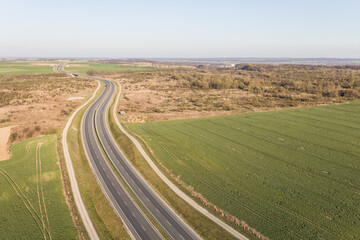 aerial view of the highway