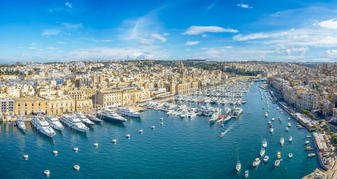 City of Birgu with Grand Harbour in Valetta, Malta