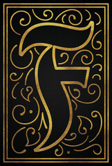 Vintage golden initials design alphabet F